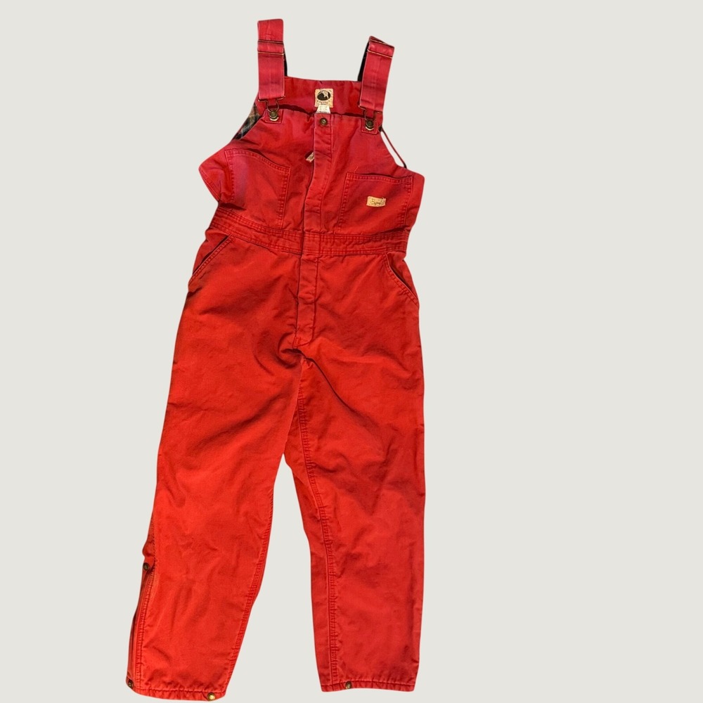 Berne Womens Red Flannel Lined Cotton Duck Canvas Insulated Bib Overalls Gorp